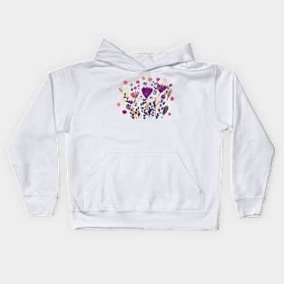 Watercolor whimsical flowers - burgundy Kids Hoodie